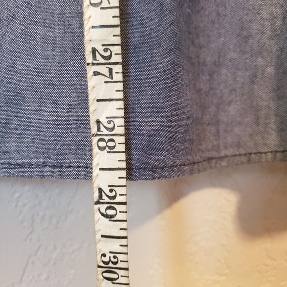 Celio Men's Large Chambray Color Block Long Sleeve Button Down Shirt - Picture 7 of 9